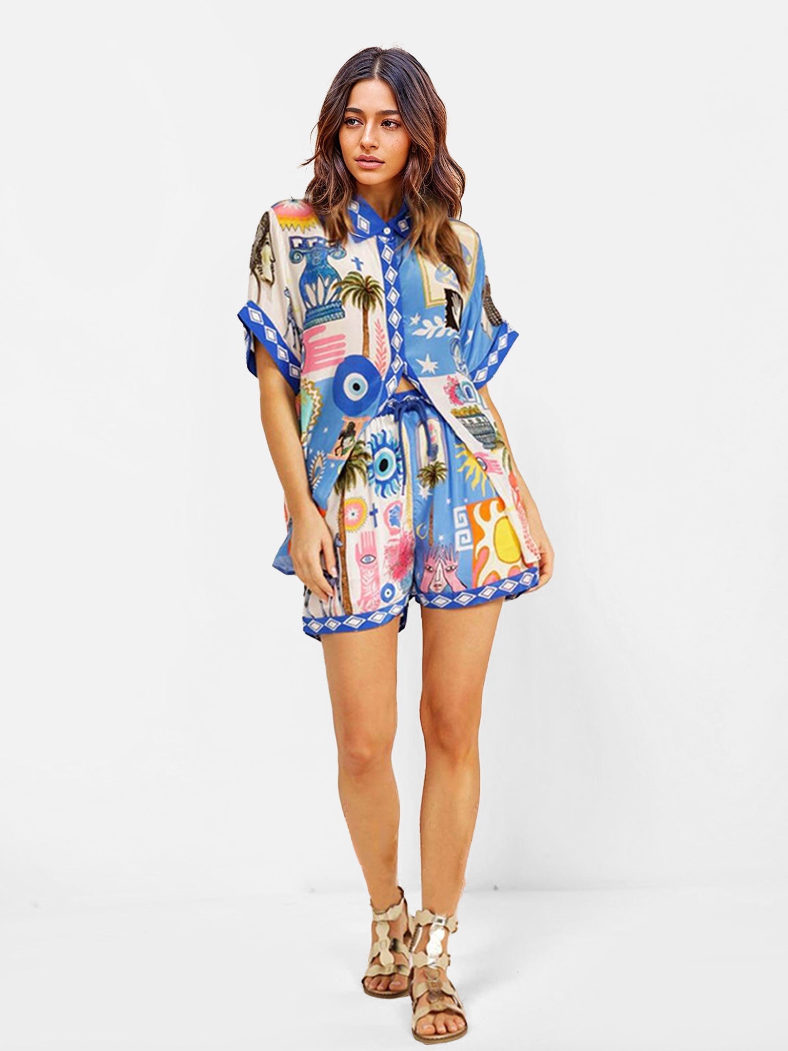 CONJUNTO CAMISERO ESTAMPADO MEDITERRÁNEO