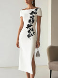 Vestido con cuello barco y estampado floral