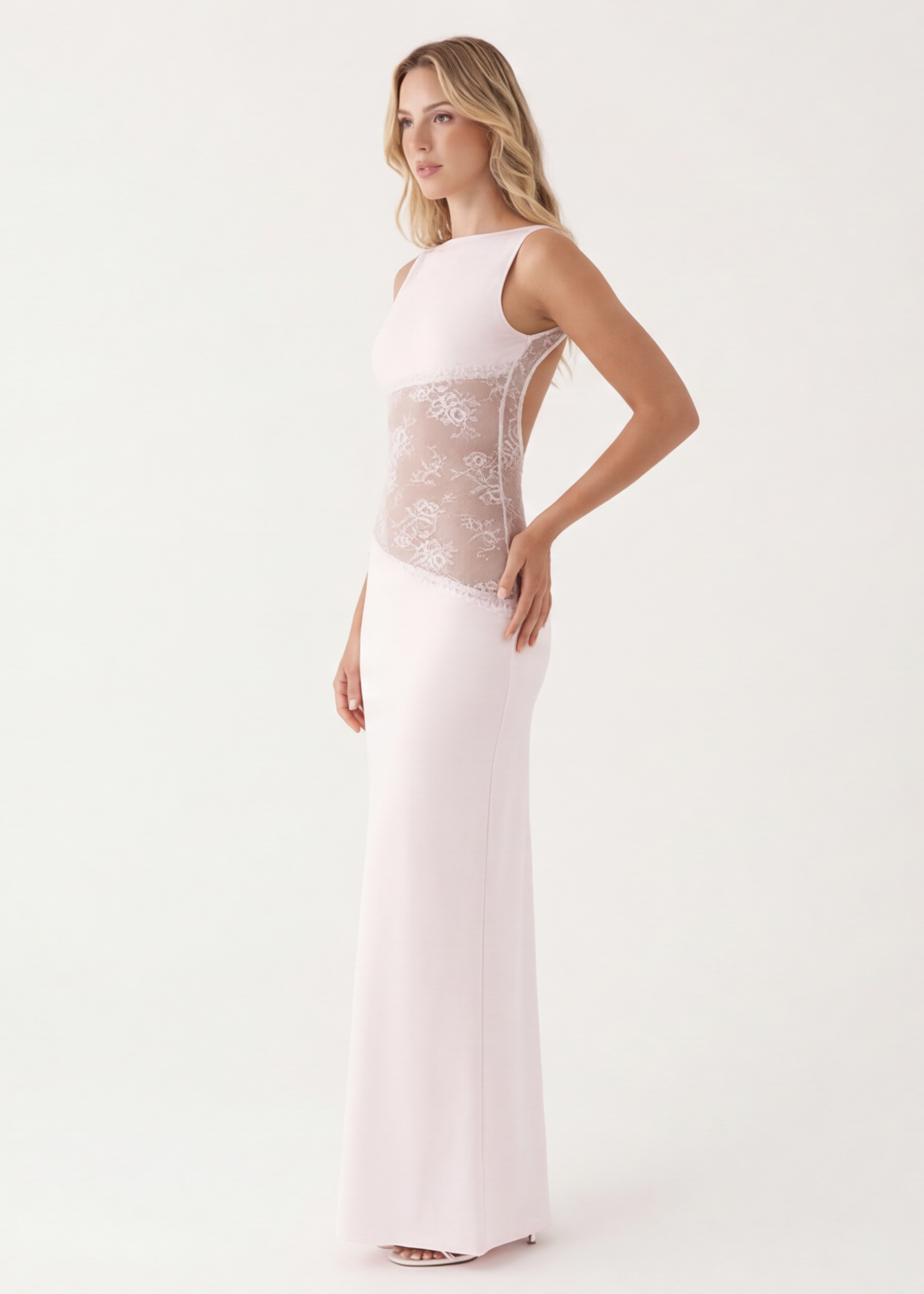 VESTIDO LARGO DETALLE TRANSPARENCIA