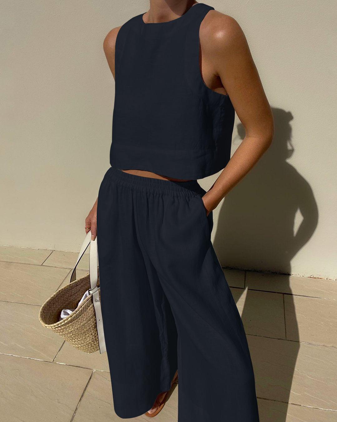Conjunto sin mangas de color sólido