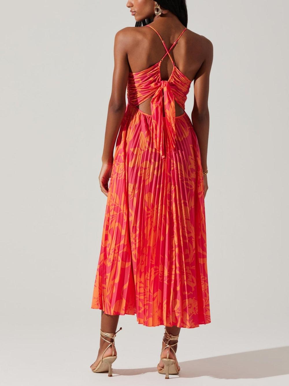 Vestido midi plisado con estampado floral