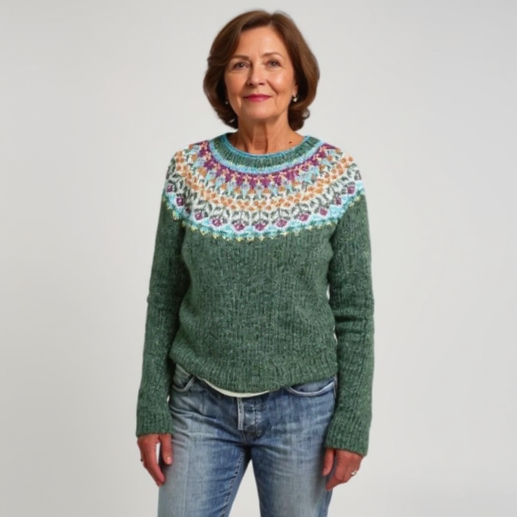 Suéter de punto islandés con detalles en cuello