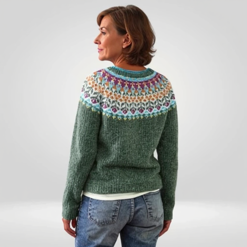 Suéter de punto islandés con detalles en cuello