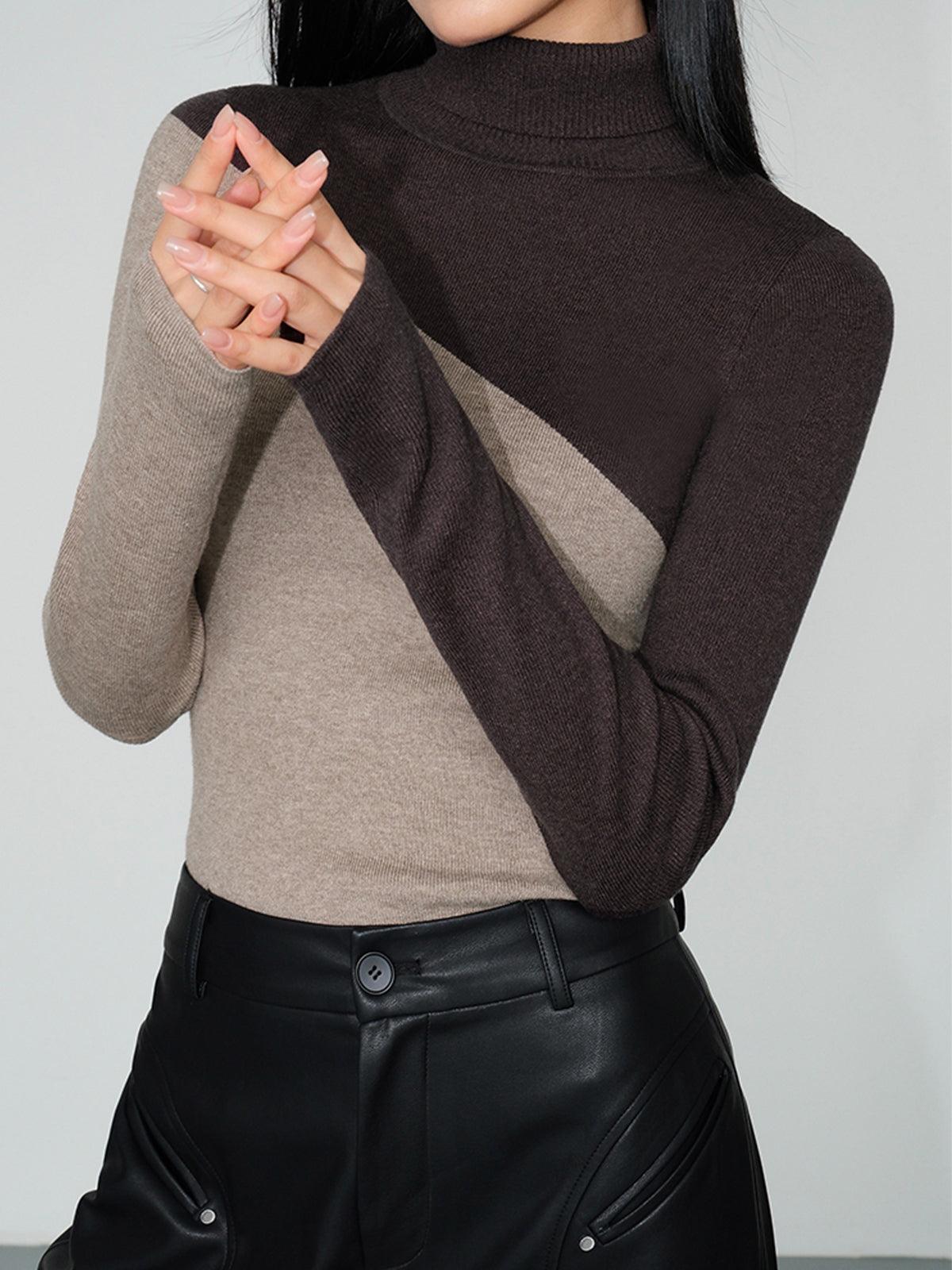 Top de punto asimétrico con cuello alto