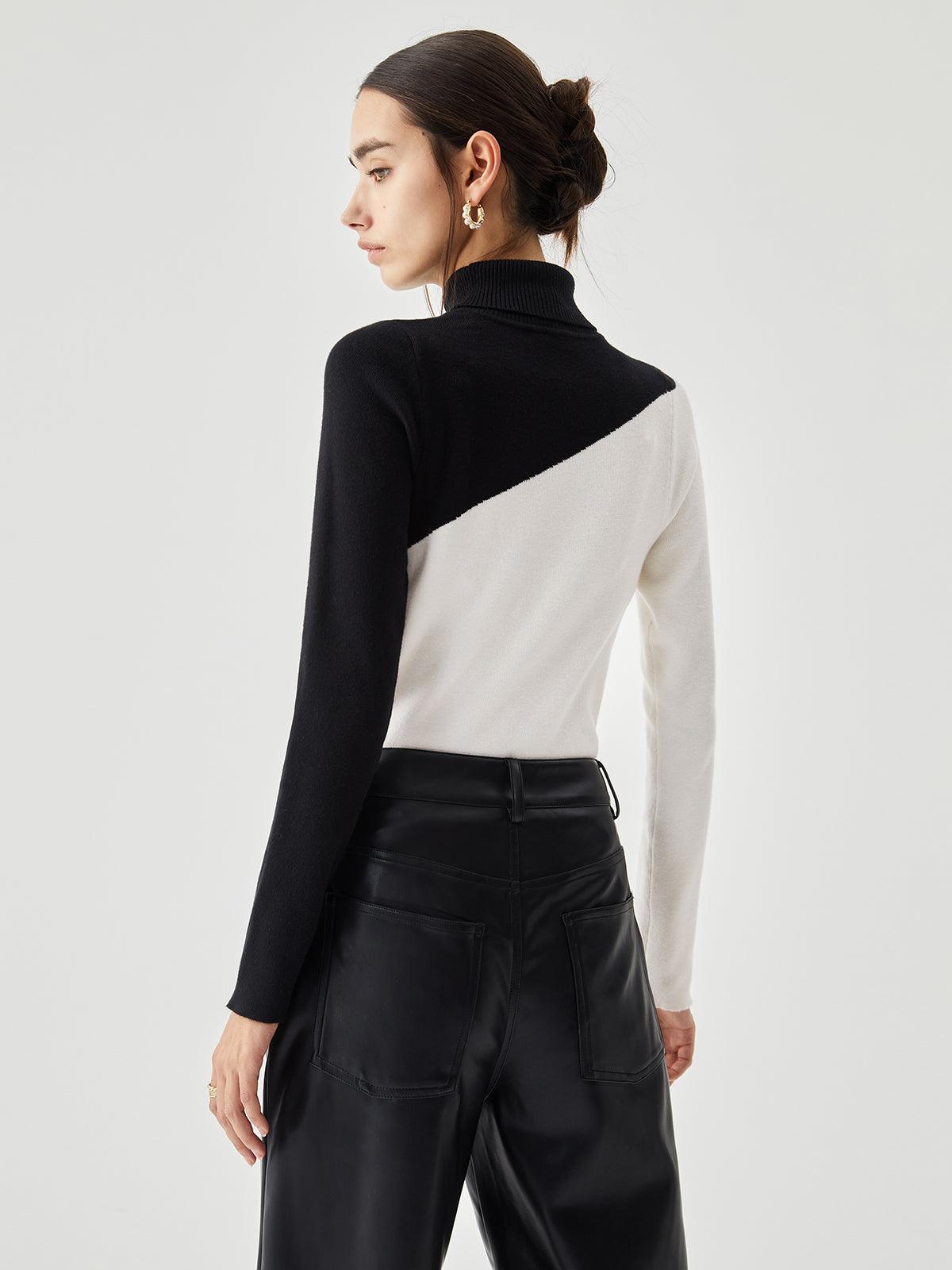 Top de punto asimétrico con cuello alto