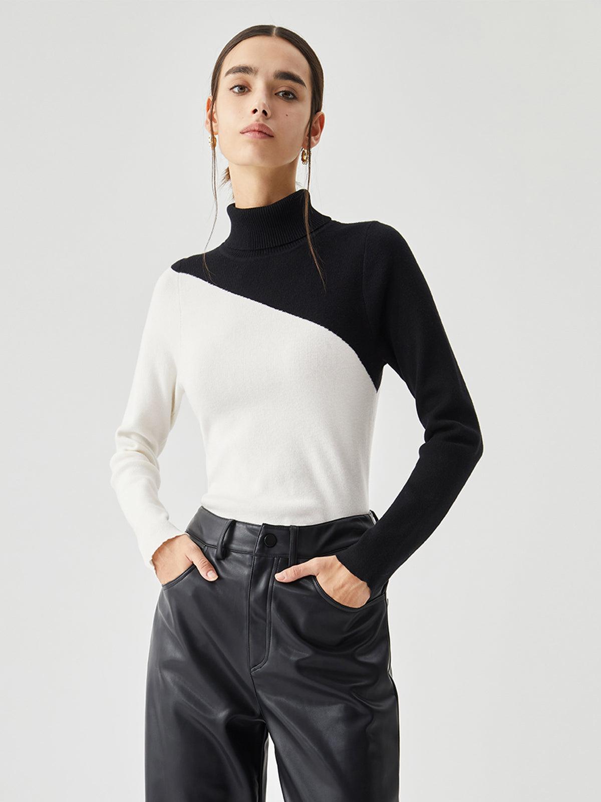 Top de punto asimétrico con cuello alto