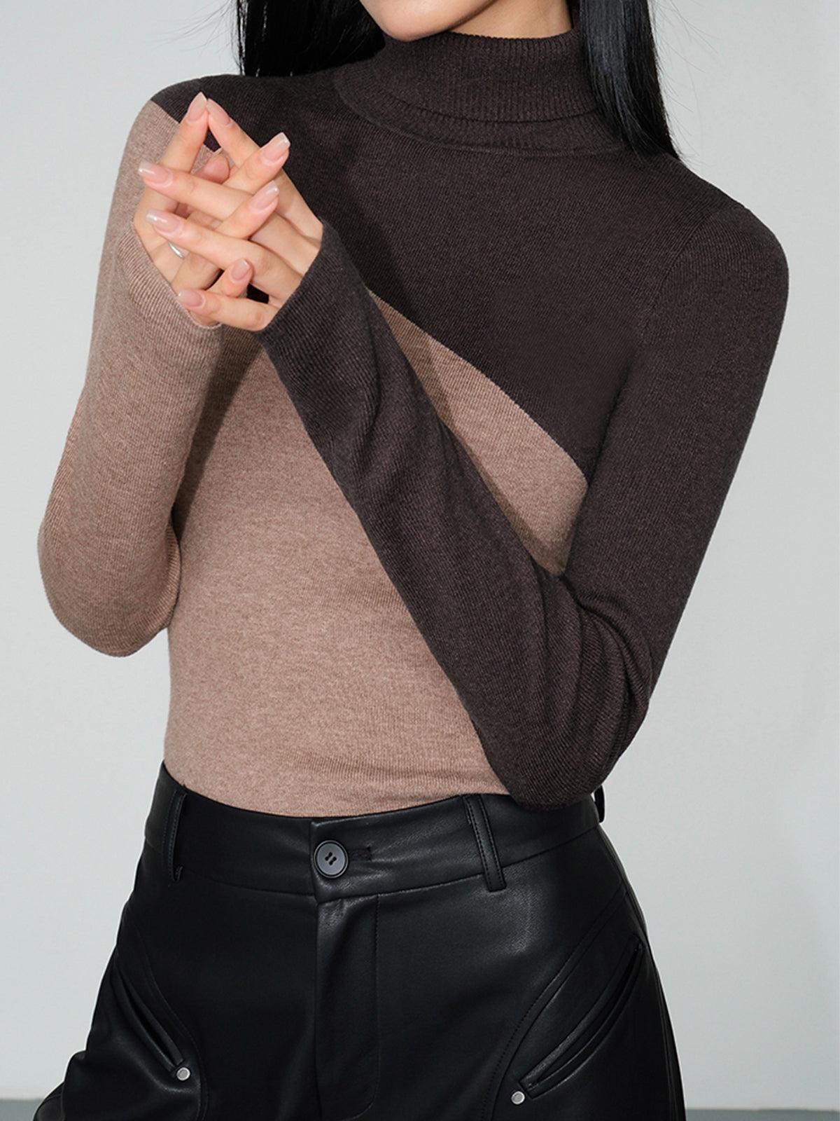 Top de punto asimétrico con cuello alto