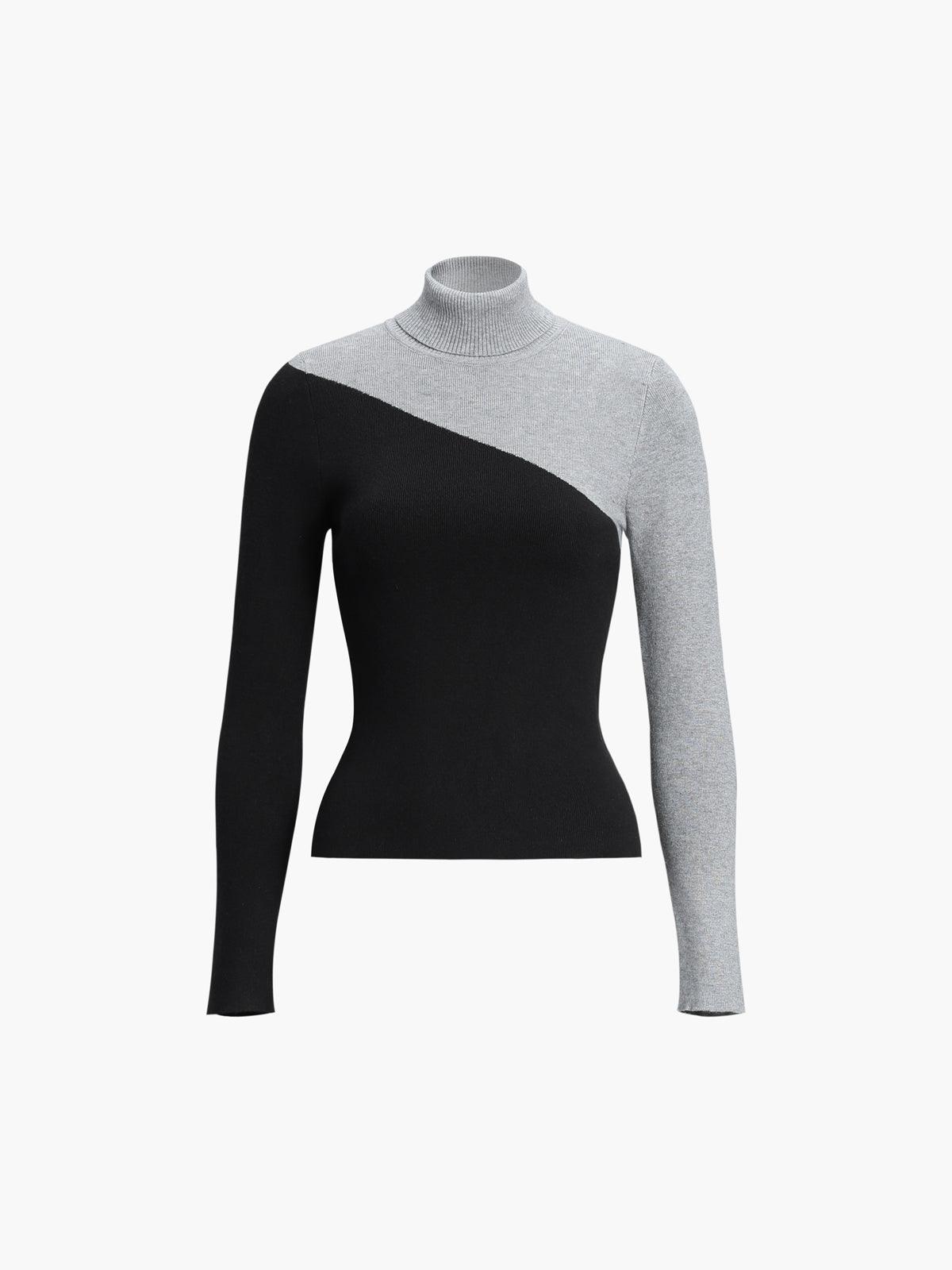 Top de punto asimétrico con cuello alto