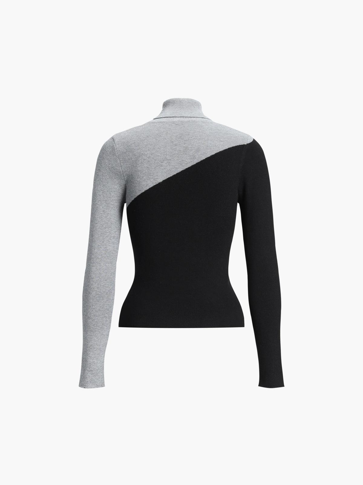 Top de punto asimétrico con cuello alto