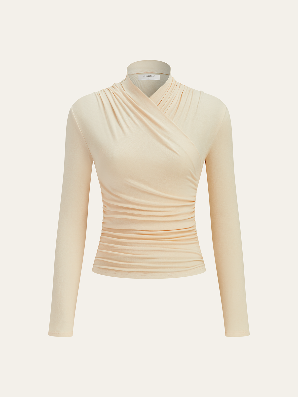 CAMISETA CRUZADA CON CUELLO PLISADO