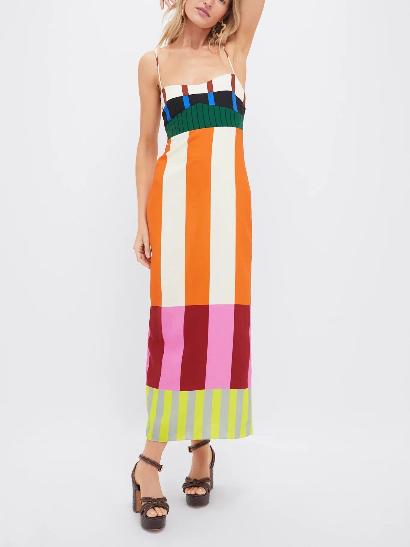 VESTIDO RAYAS GEOMETRICAS MULTICOLOR