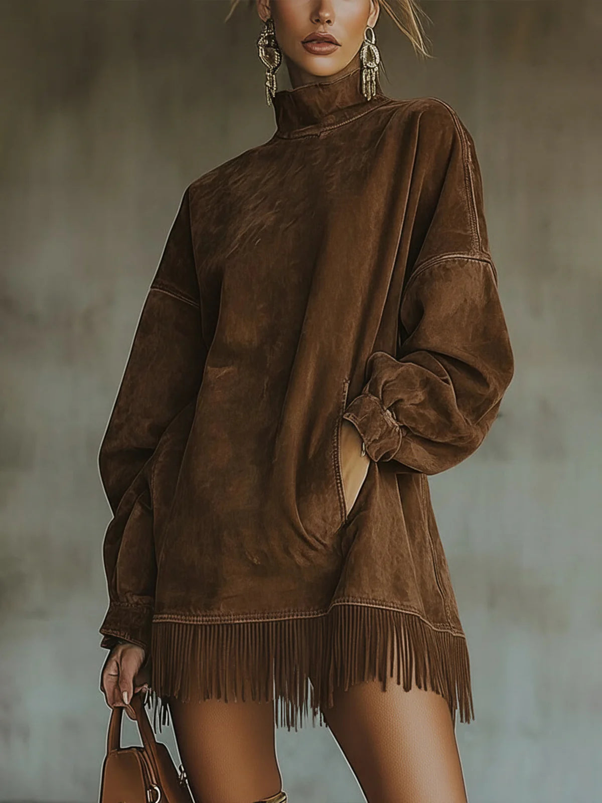 Vestido de ante con flecos