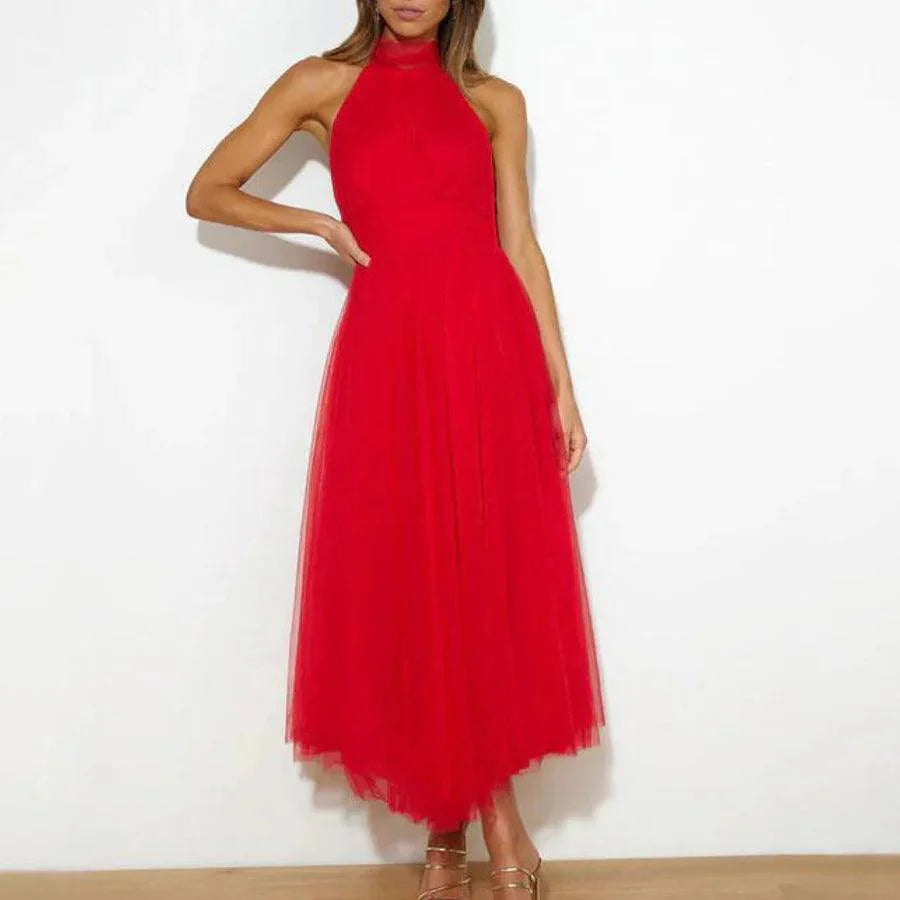 Vestido largo con cuello halter