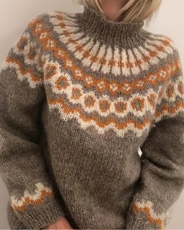 Suéter de punto islandés cuello alto