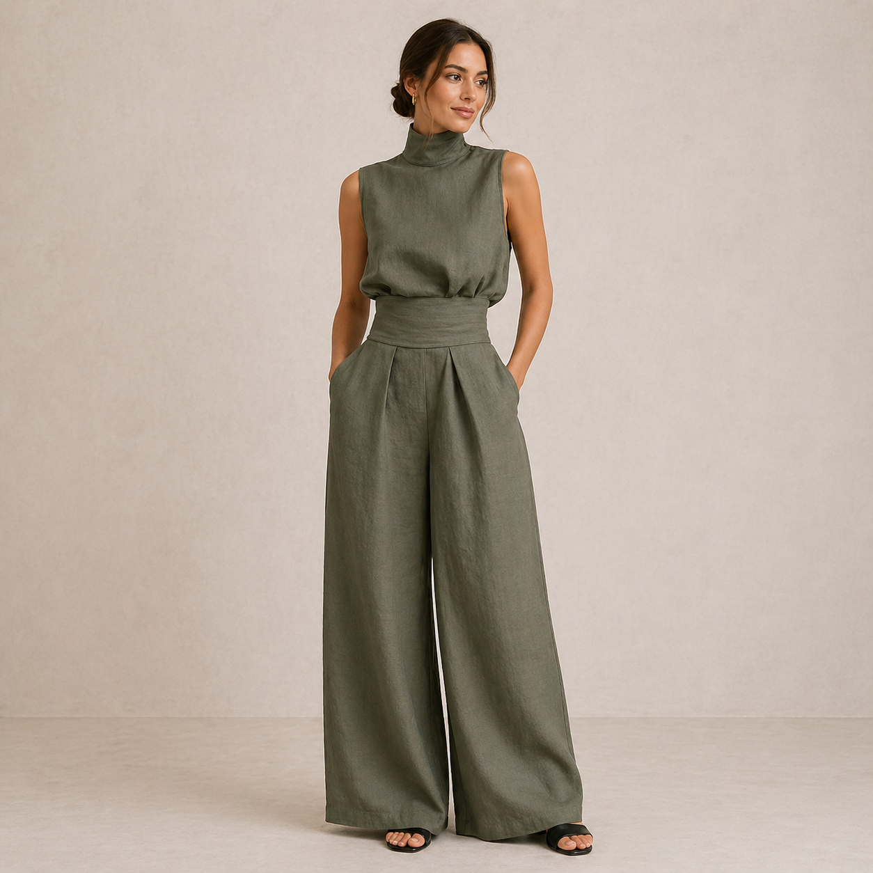 ZIRELLA | Conjunto minimalista con pantalones de pierna ancha