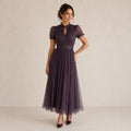 FLAVIA | Vestido largo morado con encaje
