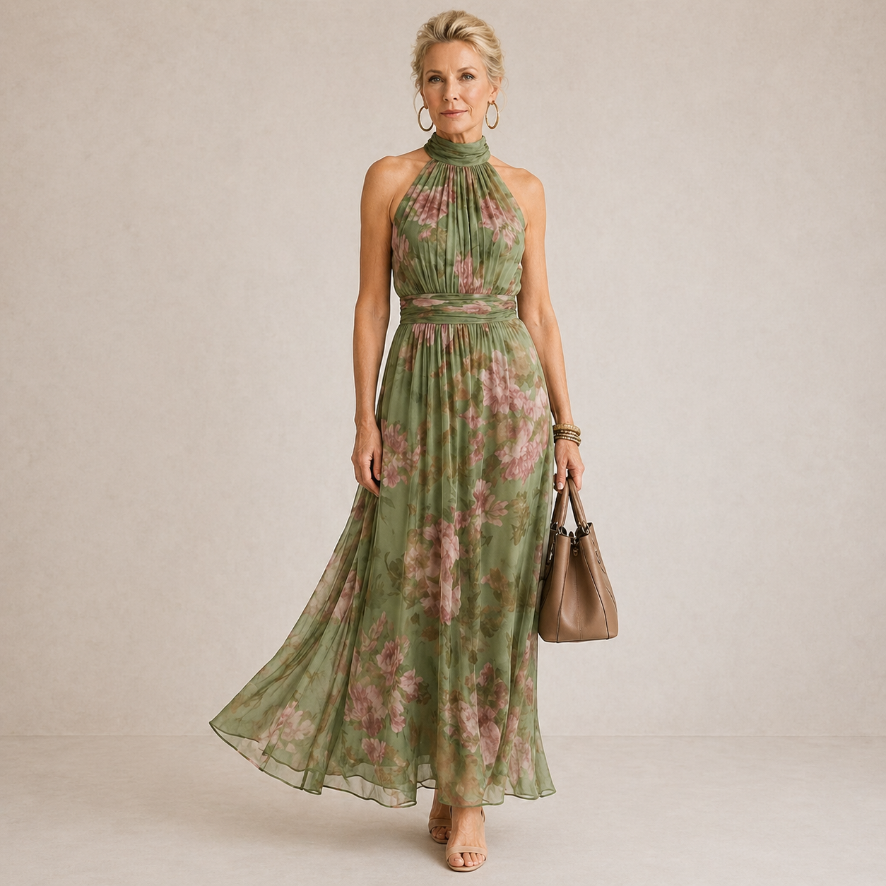 MIRELY | Vestido midi con cuello halter Marsciato