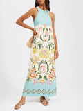 Vestido midi sin mangas con estampado