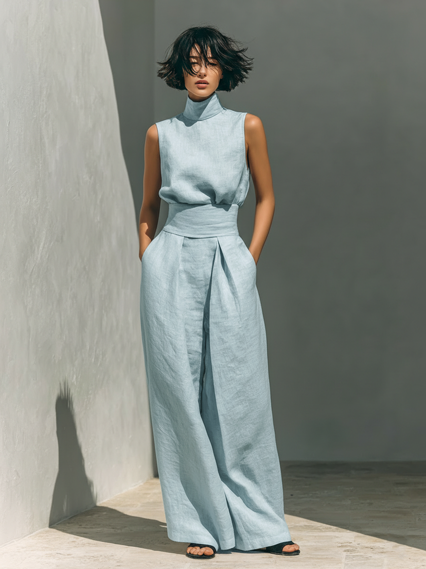 ZIRELLA | Conjunto minimalista con pantalones de pierna ancha