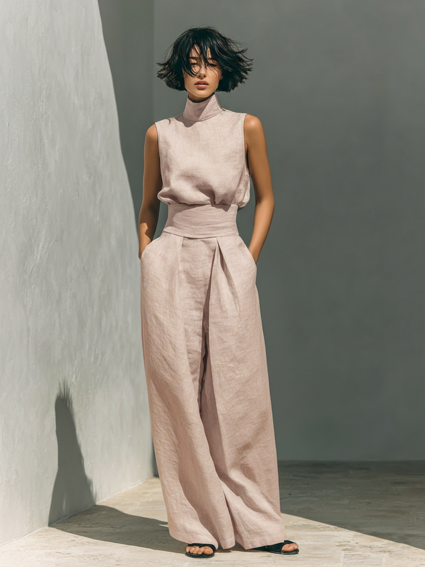 ZIRELLA | Conjunto minimalista con pantalones de pierna ancha