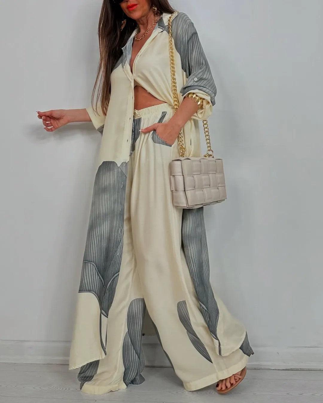 Conjunto casual con cuello en V