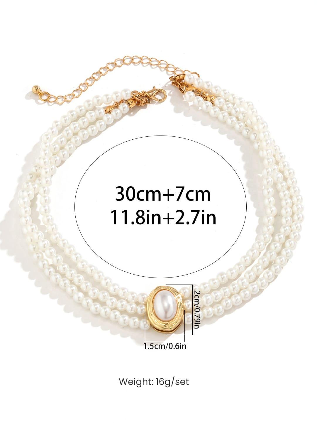 Collar corto de perlas y cuentas de turquesa