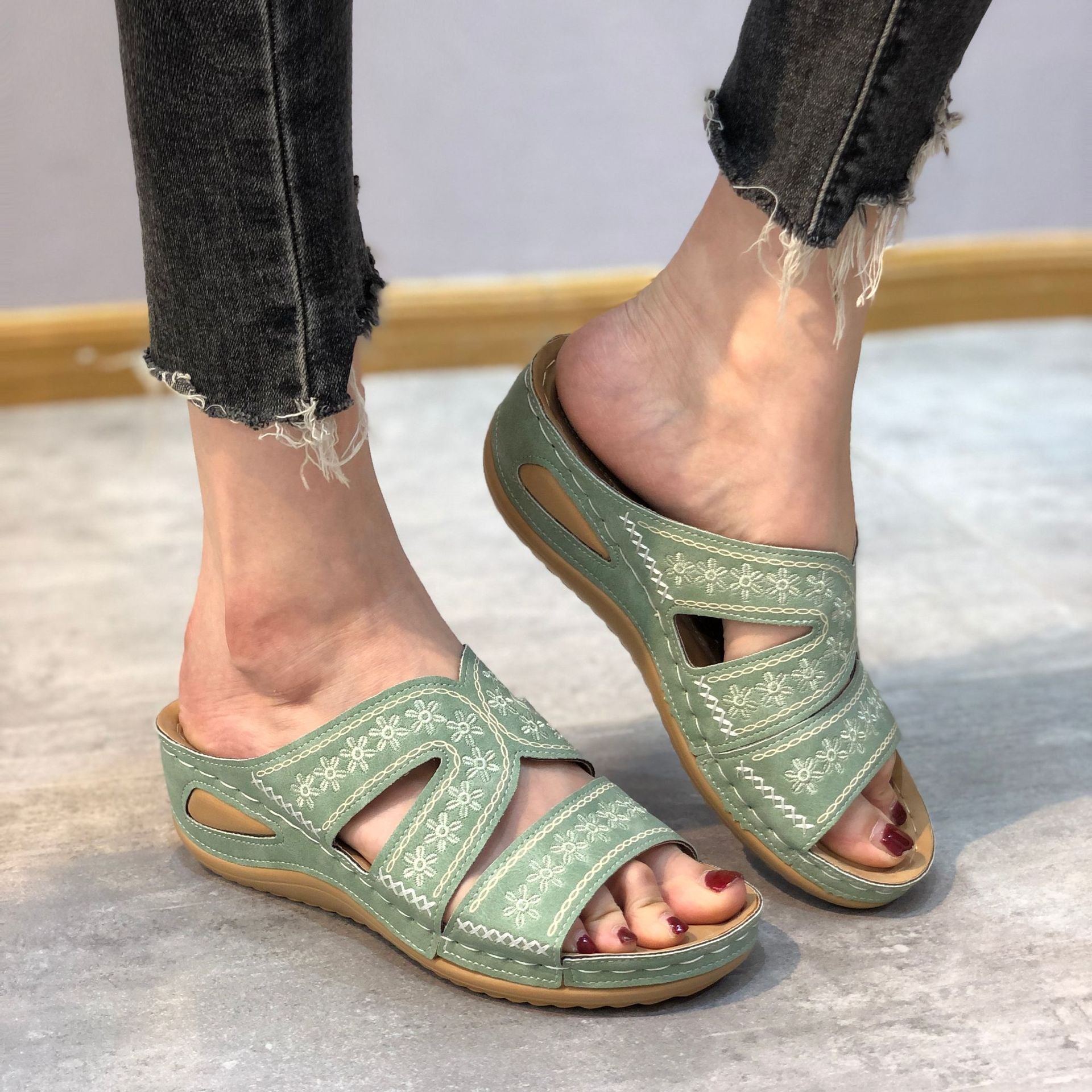 Amélie | Sandalias Ortopédicas Compensadas Abertas