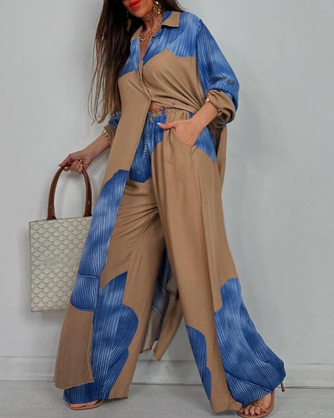 Conjunto casual con cuello en V