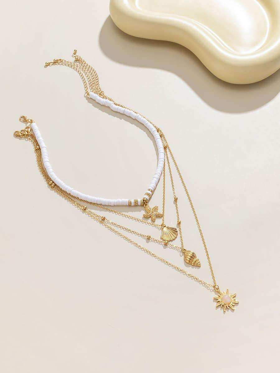 Collar conjunto con estrella de mar del Pacífico Sur