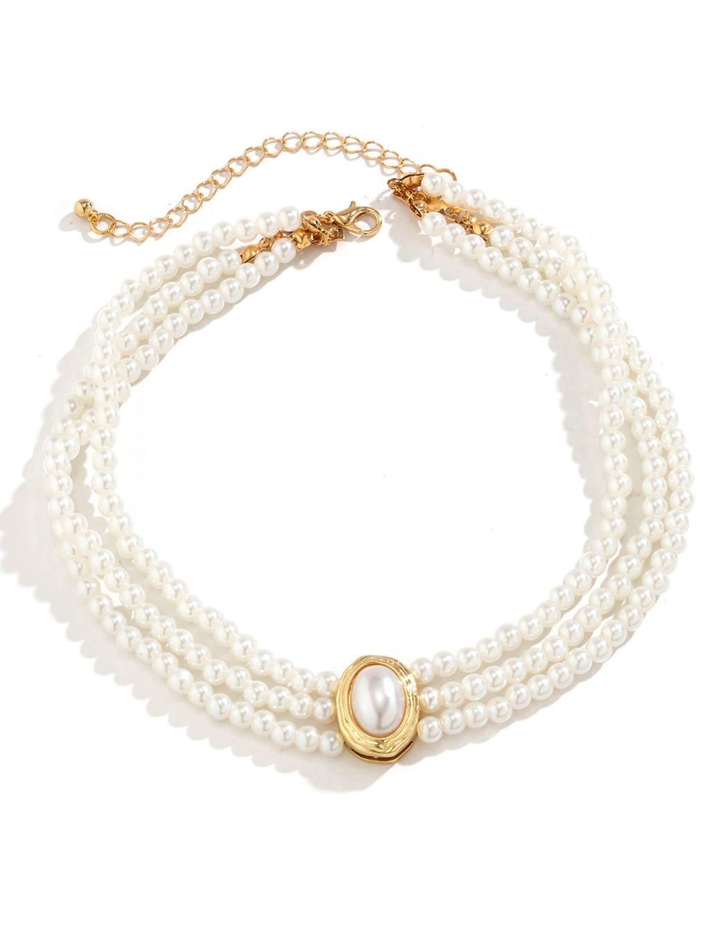 Collar corto de perlas y cuentas de turquesa