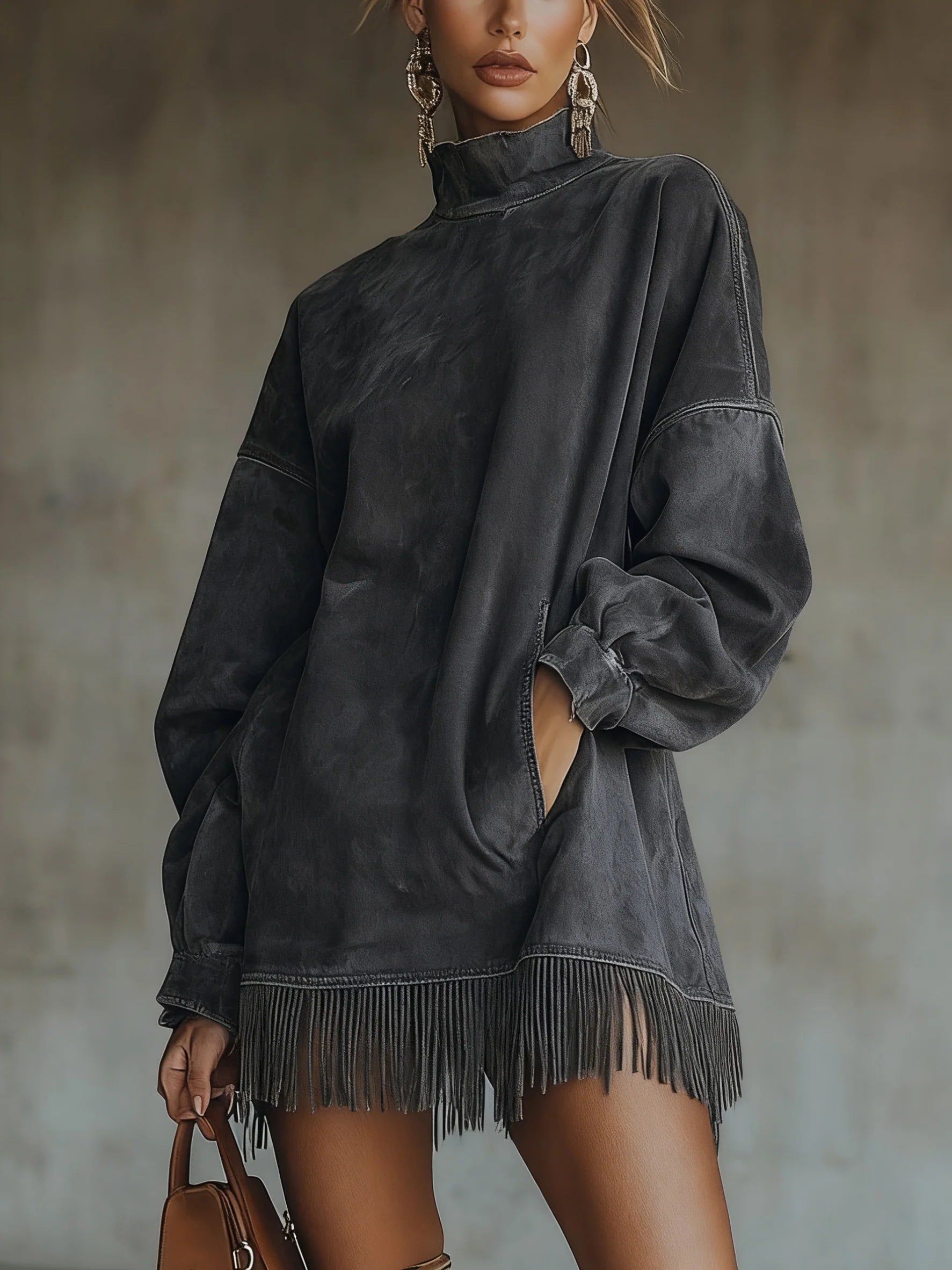 Vestido de ante con flecos