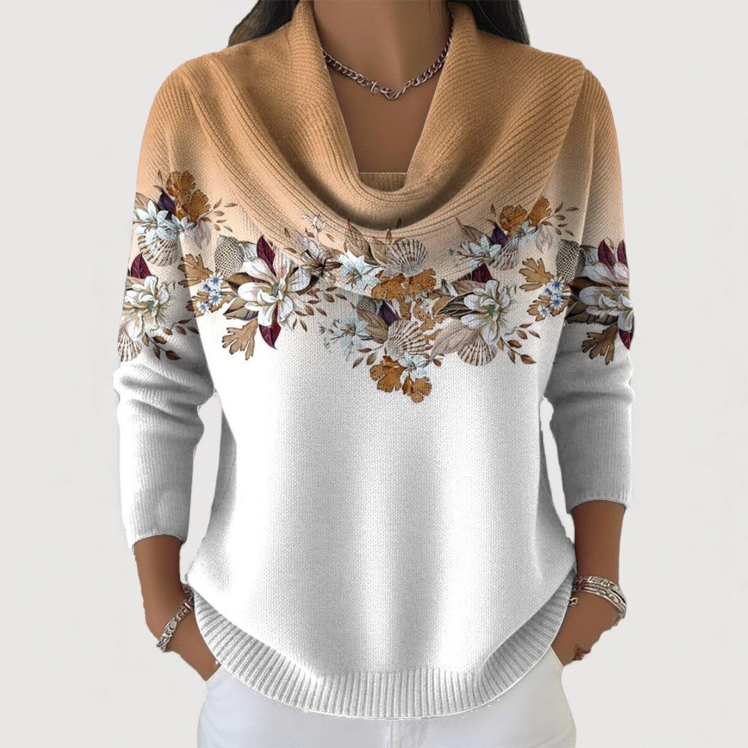 Suéter floral cuello envolvente