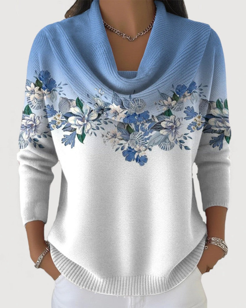 Suéter floral cuello envolvente