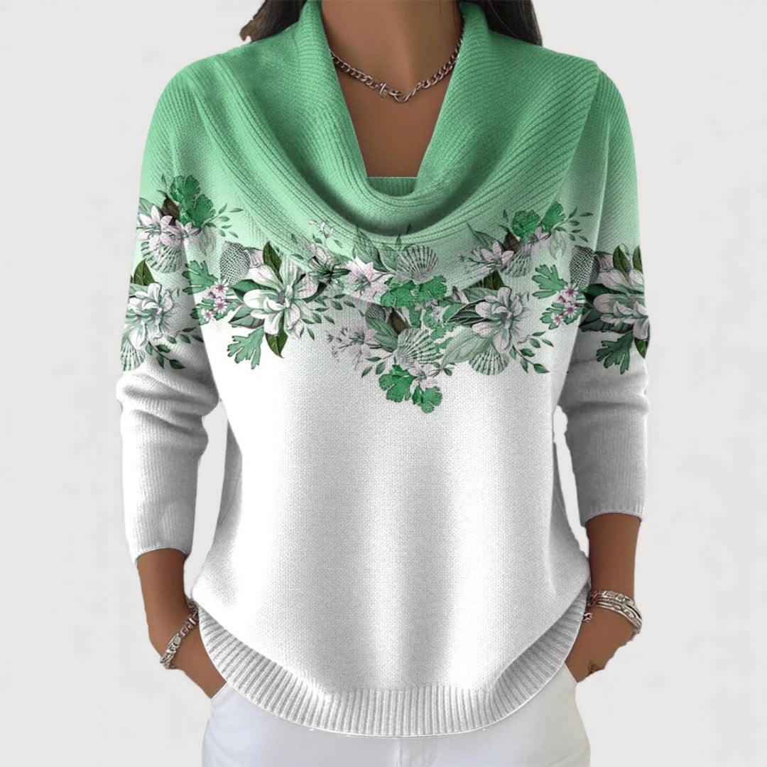 Suéter floral cuello envolvente