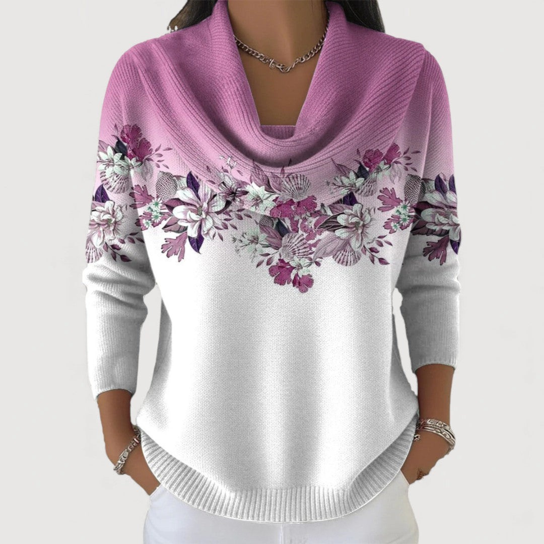 Suéter floral cuello envolvente