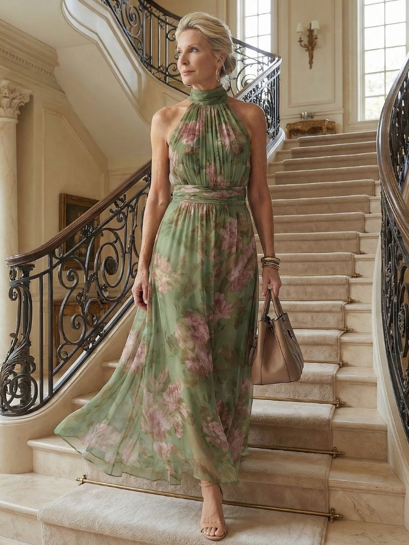 MIRELY | Vestido midi con cuello halter Marsciato