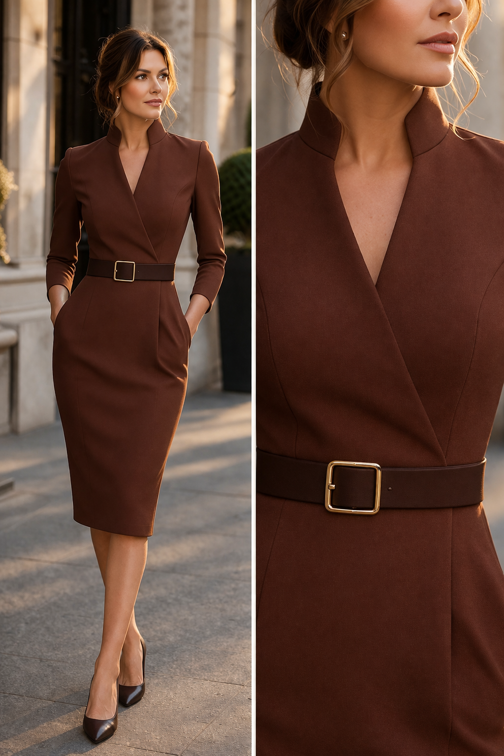 TIVARA | Vestido negro con cinturón