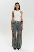 JEANS AZULES CON EFECTO TRANSPARENTE