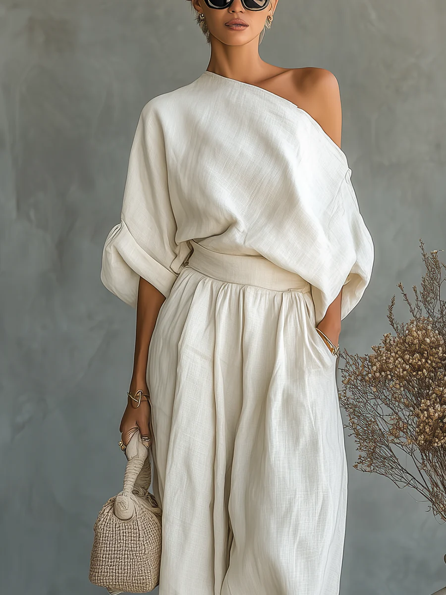 Eleonora — Elegante conjunto de dos piezas con un solo hombro
