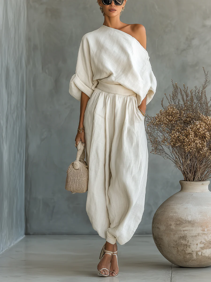 Eleonora — Elegante conjunto de dos piezas con un solo hombro