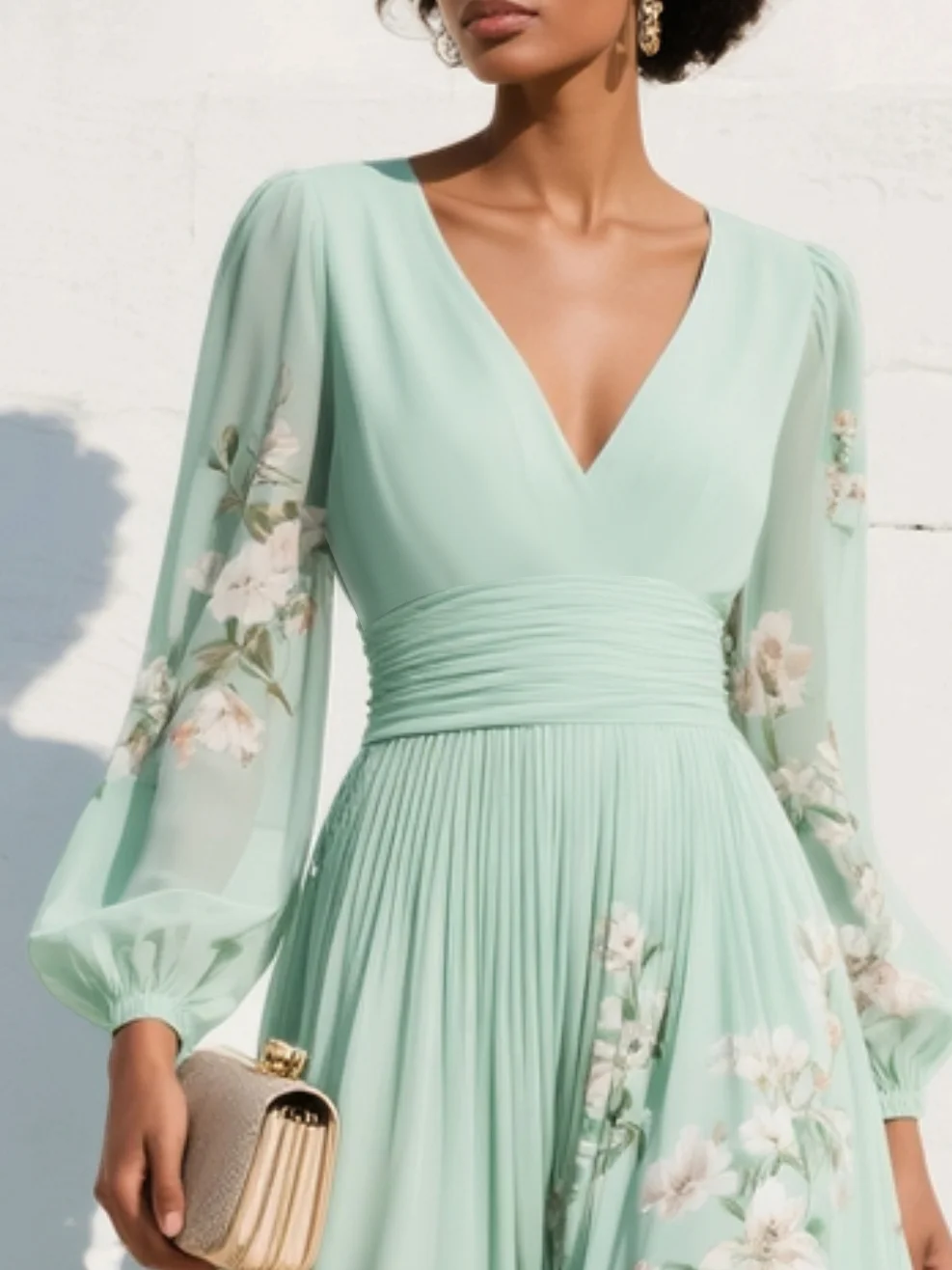 VENIRA | Vestido midi floral verde