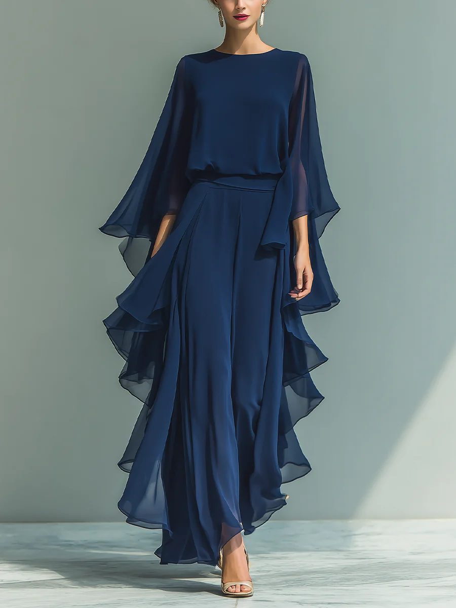 Aurora | Elegante vestido de gasa con volantes