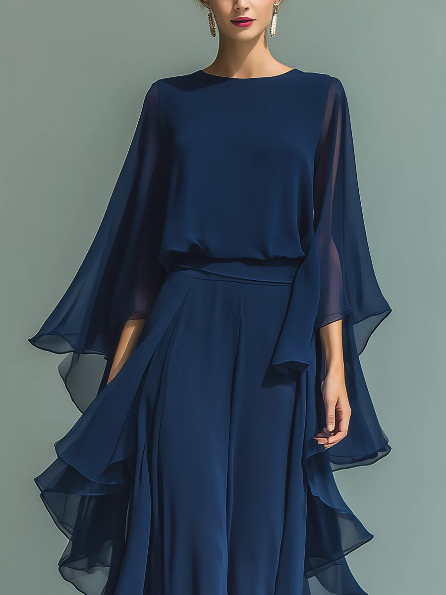 Aurora | Elegante vestido de gasa con volantes