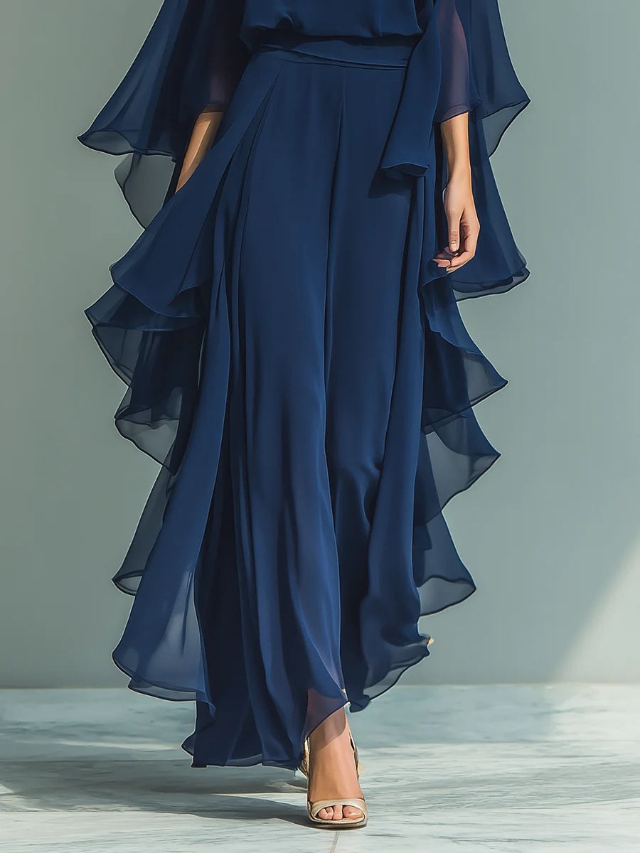 Aurora | Elegante vestido de gasa con volantes