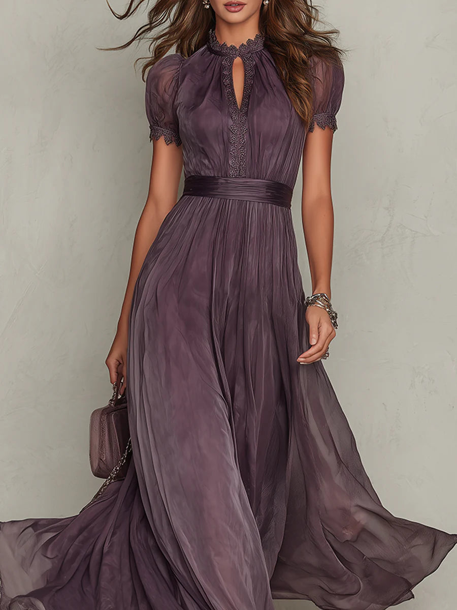 FLAVIA | Vestido largo morado con encaje