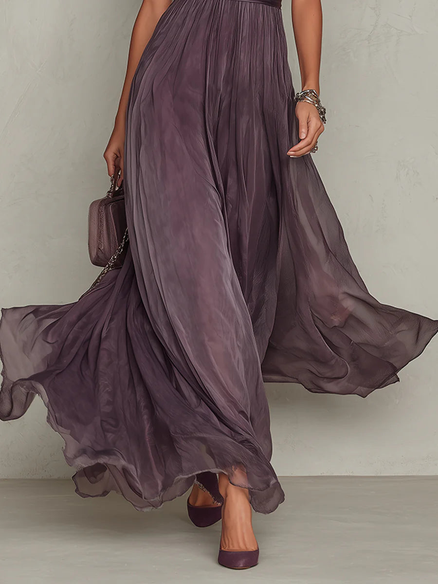FLAVIA | Vestido largo morado con encaje