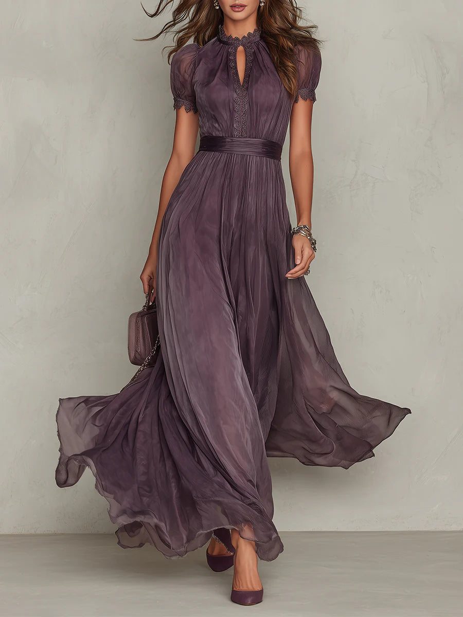 FLAVIA | Vestido largo morado con encaje