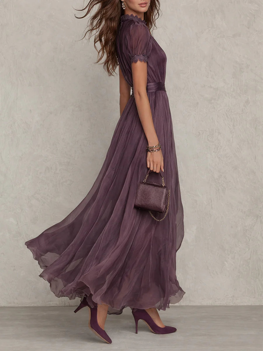 FLAVIA | Vestido largo morado con encaje