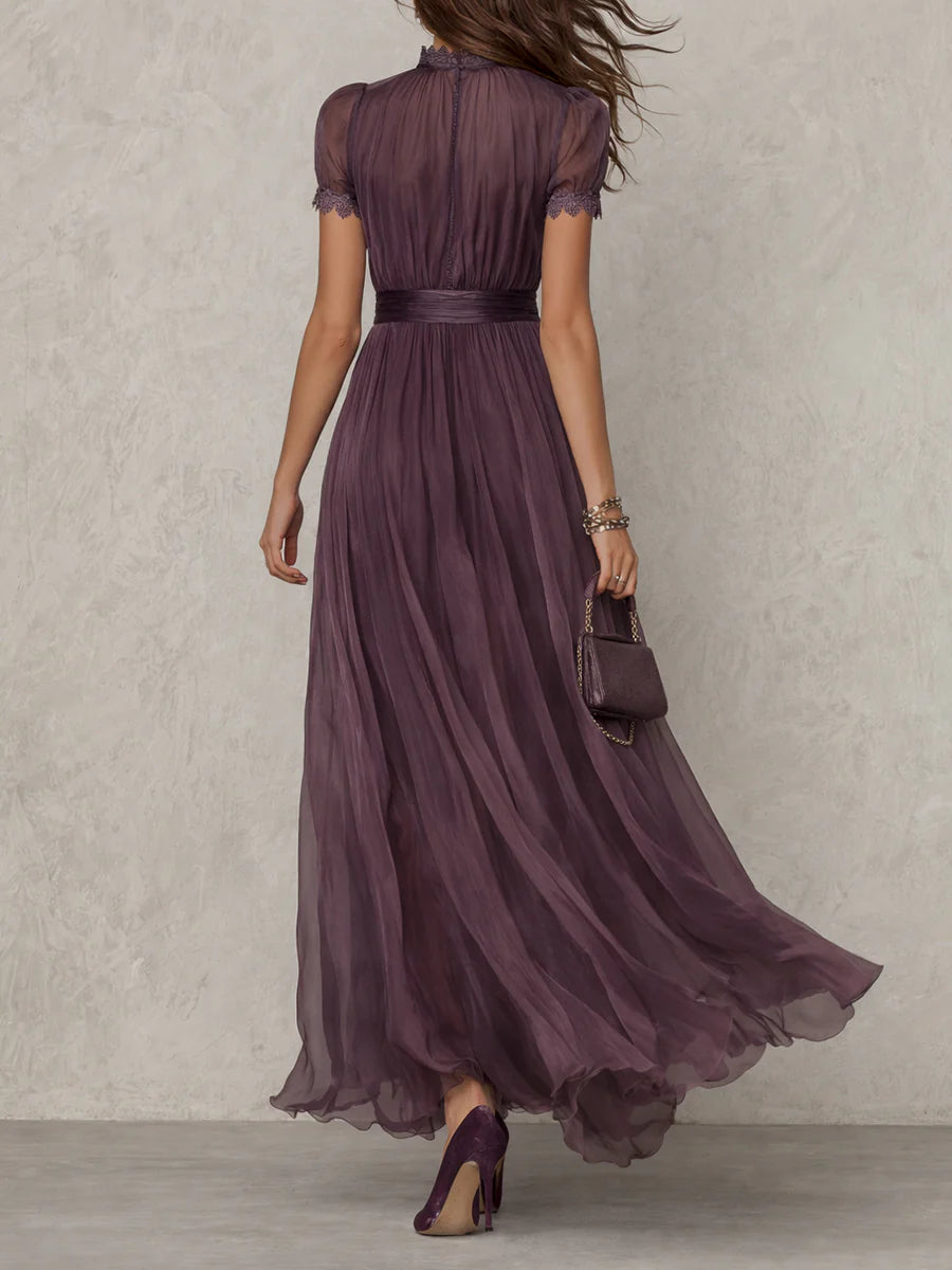 FLAVIA | Vestido largo morado con encaje