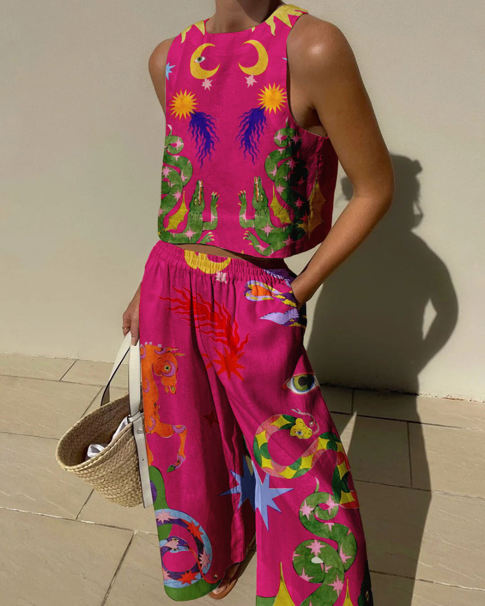Conjunto con estampado y cintura elástica